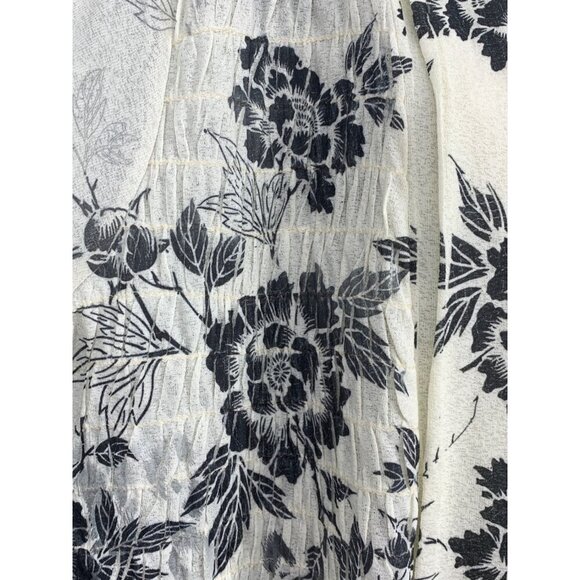 Coldwater Creek Women Kimono Cardigan Plus Size 1X Cream Black Floral Jacket EUC - Picture 4 of 8